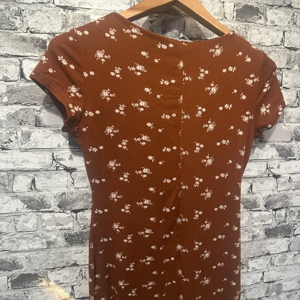 EUC "See You Monday" Los Angeles Brown Floral Midi Dress Size XL - Picture 6 of 10